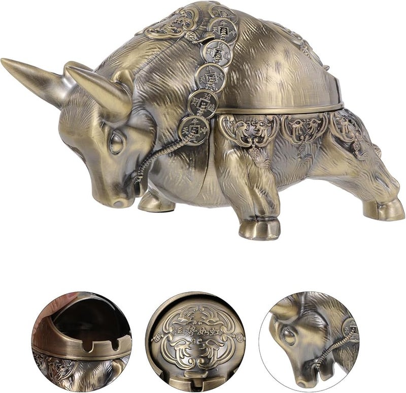 صينية سجائر مقاومة للرياح من سبائك الزنك مع غطاء حاوية سجائر غير مدخنة ديكور للمنزل والمكتب - Image 4