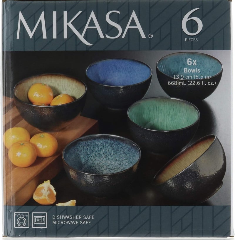 Mikasa Sapphire Stoneware Bowls  Set of 6 Bowls  Dishwasher Safe  Microwave Safe - Image 2