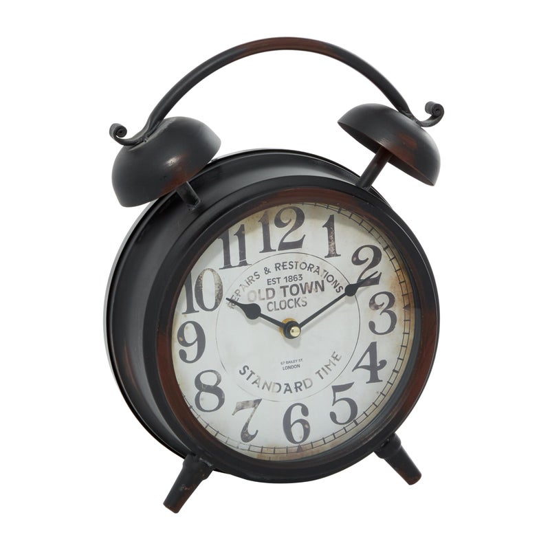 Deco 79 Metal Clock with Bell Style Top, 10" x 4" x 13", Black - Image 1