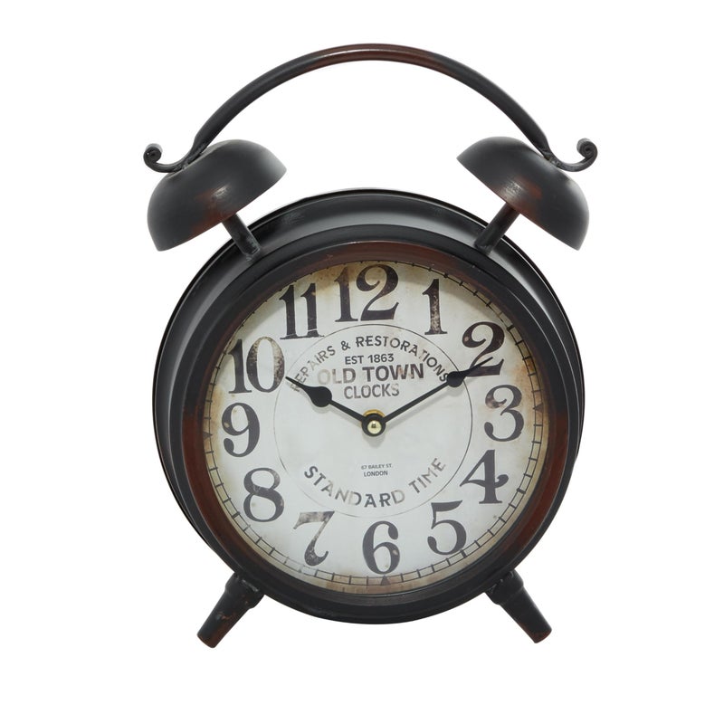 Deco 79 Metal Clock with Bell Style Top, 10" x 4" x 13", Black - Image 4