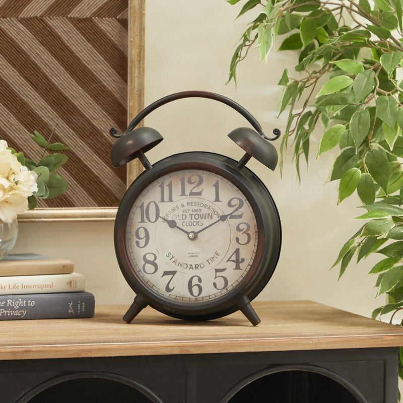 Deco 79 Metal Clock with Bell Style Top, 10" x 4" x 13", Black - Image 5
