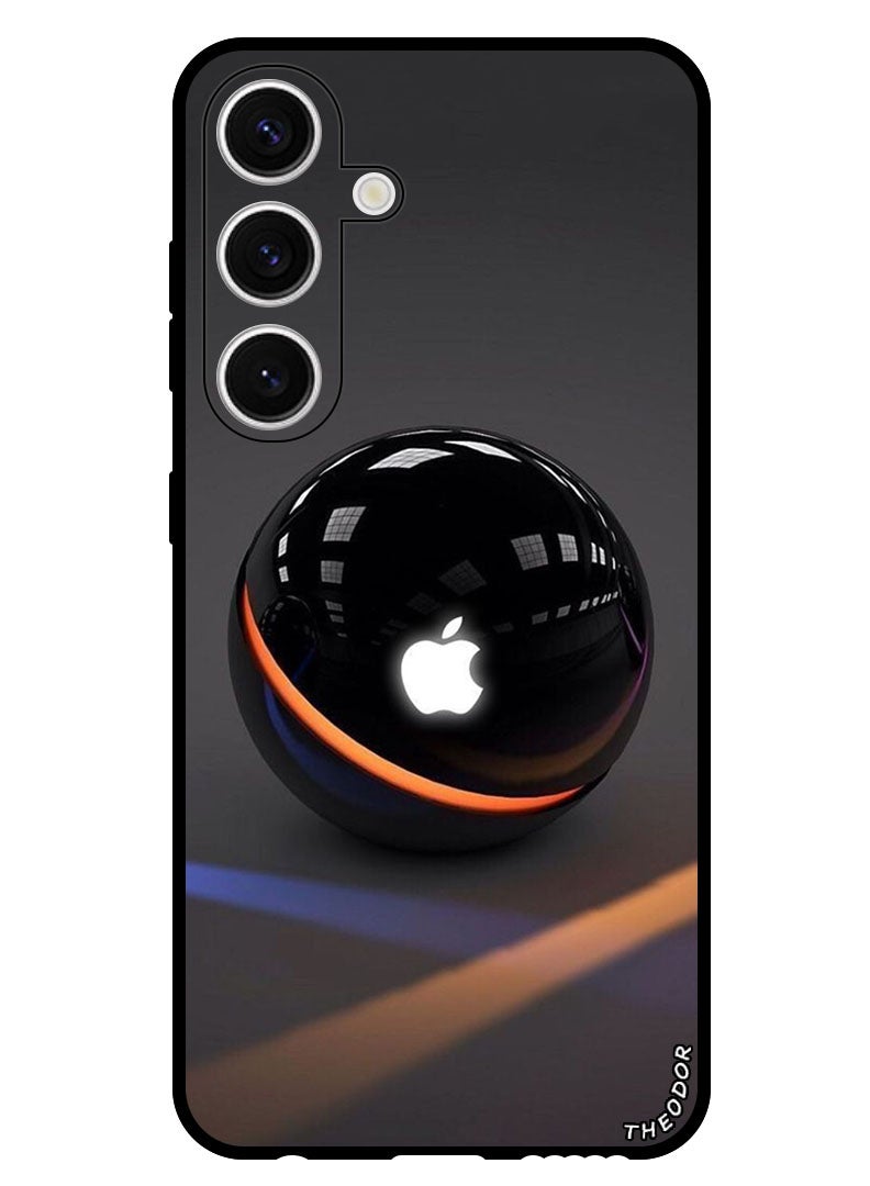Theodor Protective Case Anti Scratch Shock Proof Bumper Cover For Samsung Galaxy S24 Apple Logo on Black Ball - Image 1