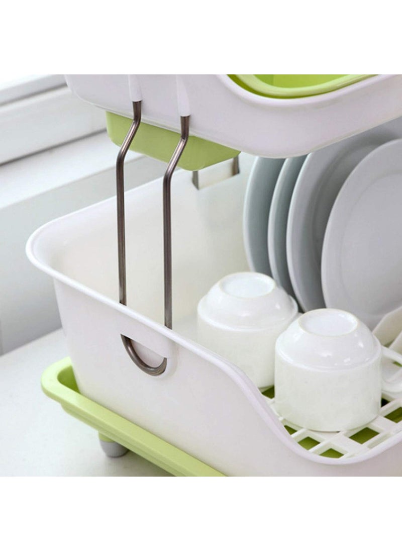 svk dream SVK Dream 2 Tier Kitchen Sink Dish Drainer Drying Rack Washing Holder Large Plastic Basket with Tray (Plastic, Multicolor)  - Image 4