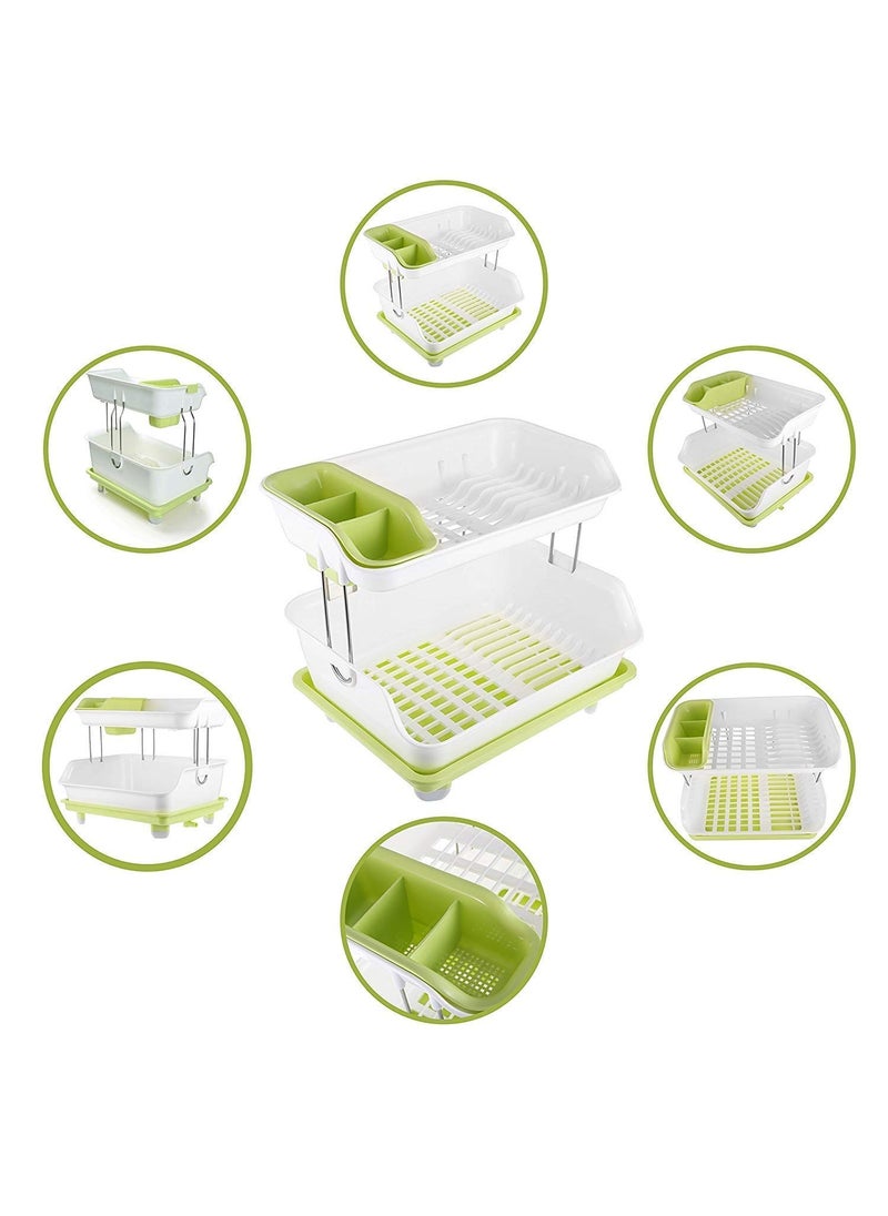 svk dream SVK Dream 2 Tier Kitchen Sink Dish Drainer Drying Rack Washing Holder Large Plastic Basket with Tray (Plastic, Multicolor)  - Image 5