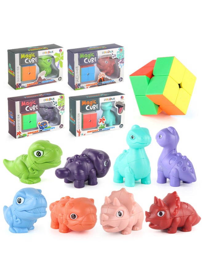 Children's Science And Education Puzzle Second-order Third-order Dinosaur Cube 2-in-1 Suit Smooth Rotating Regular Special-shaped Animal Cube-Color:K168-4A Storm Dragon Green 97.2G  - Image 5