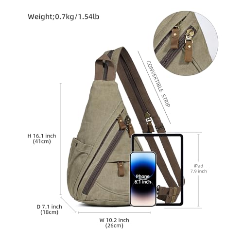 KL928 Canvas Sling Bag - Small Crossbody Backpack Shoulder Casual Daypack Rucksack for Men Women(Large Version) - Image 2