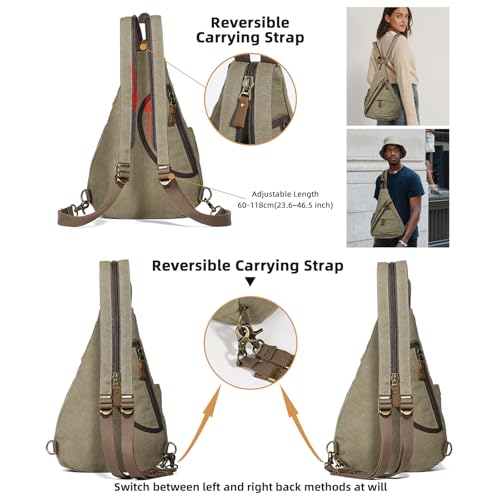 KL928 Canvas Sling Bag - Small Crossbody Backpack Shoulder Casual Daypack Rucksack for Men Women(Large Version) - Image 3