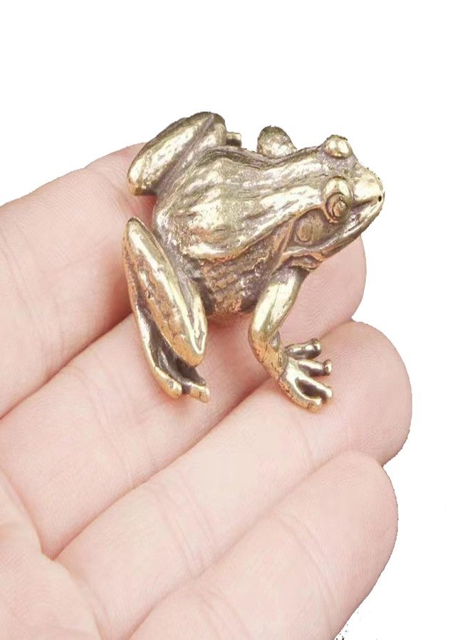 ALHBEJT Brass Statues Small Brass Metal Statue Ornament Animal Figurines Home Office Decor Metal Desktop Ornament Wall Art Gifts (1PCS Frog) - Image 1