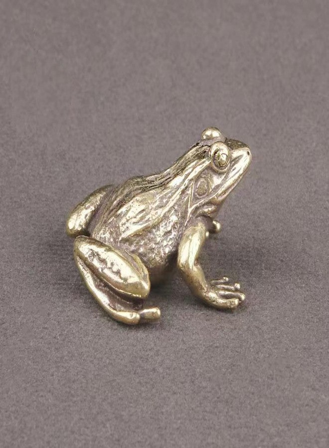 ALHBEJT Brass Statues Small Brass Metal Statue Ornament Animal Figurines Home Office Decor Metal Desktop Ornament Wall Art Gifts (1PCS Frog) - Image 2