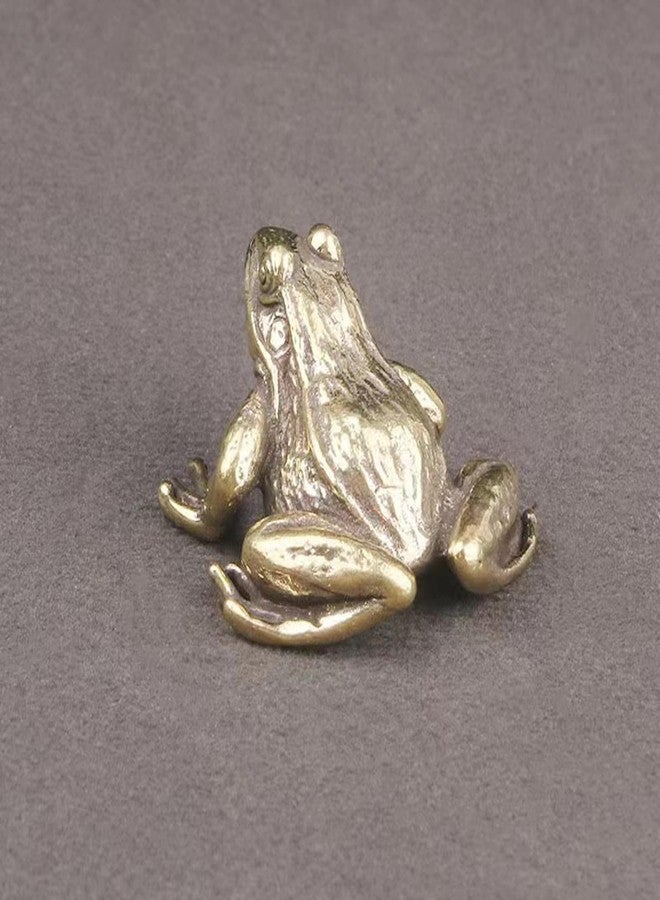 ALHBEJT Brass Statues Small Brass Metal Statue Ornament Animal Figurines Home Office Decor Metal Desktop Ornament Wall Art Gifts (1PCS Frog) - Image 3