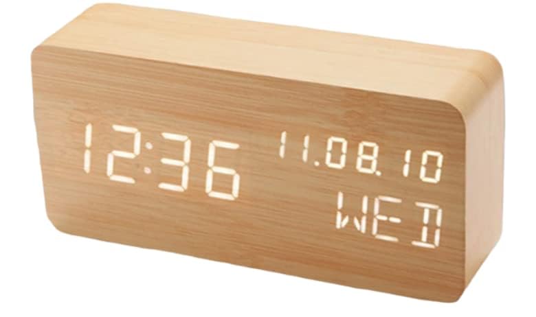 MVM Enterprise Wood Digital Alarm Clock Desk Time DateMMDDYY Day of The Week Temperature Nightlight Large LED Display Portable Lamp Bedroom Office School Home Livingroom Room Pack of 1
