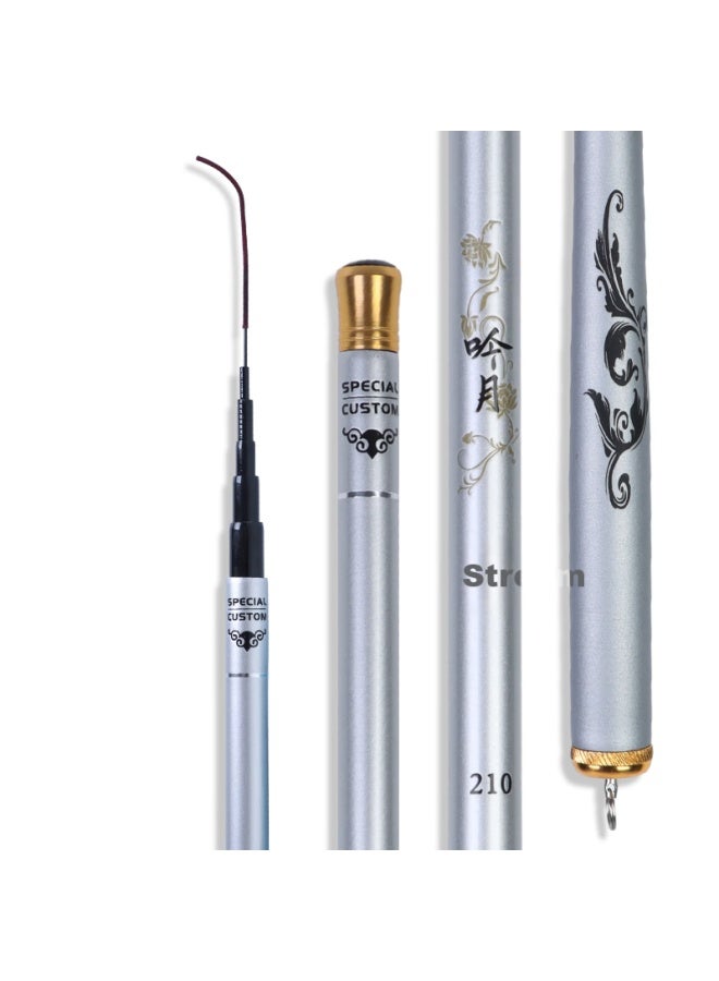 Bear fire Bearfire 2.1m Short Section Stream Rod Carbon Fiber Fishing Rod Hand Rod Children's Fishing Rod Portable Light Hard White Striped Pole - Image 4