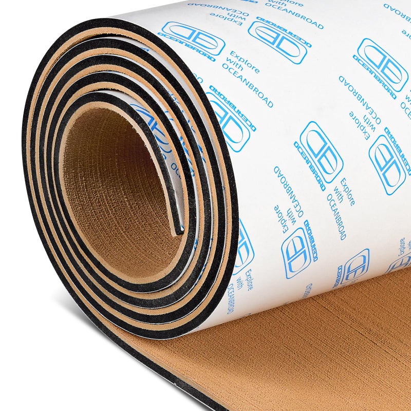 OCEANBROAD Brushed Boat Flooring 48''x16'' Self-Adhesive EVA Foam Sheet Non-Slip Traction Pad for Boats Surfboard SUP Paddle Board Kayak Yacht, Camel Brown - Image 1