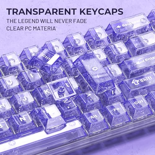 HITIME غطاء مفاتيح HITIME XVX الشفاف، أغطية مفاتيح شفافة بنفسجية 60 65 75 100 بالمئة، مجموعة أغطية مفاتيح مخصصة من السيراميك الكريستالي 124 مفتاح، بروفايل شيري، تضيء من خلال، تصميم لطيف لوحات المفاتيح الميكانيكية - Image 5