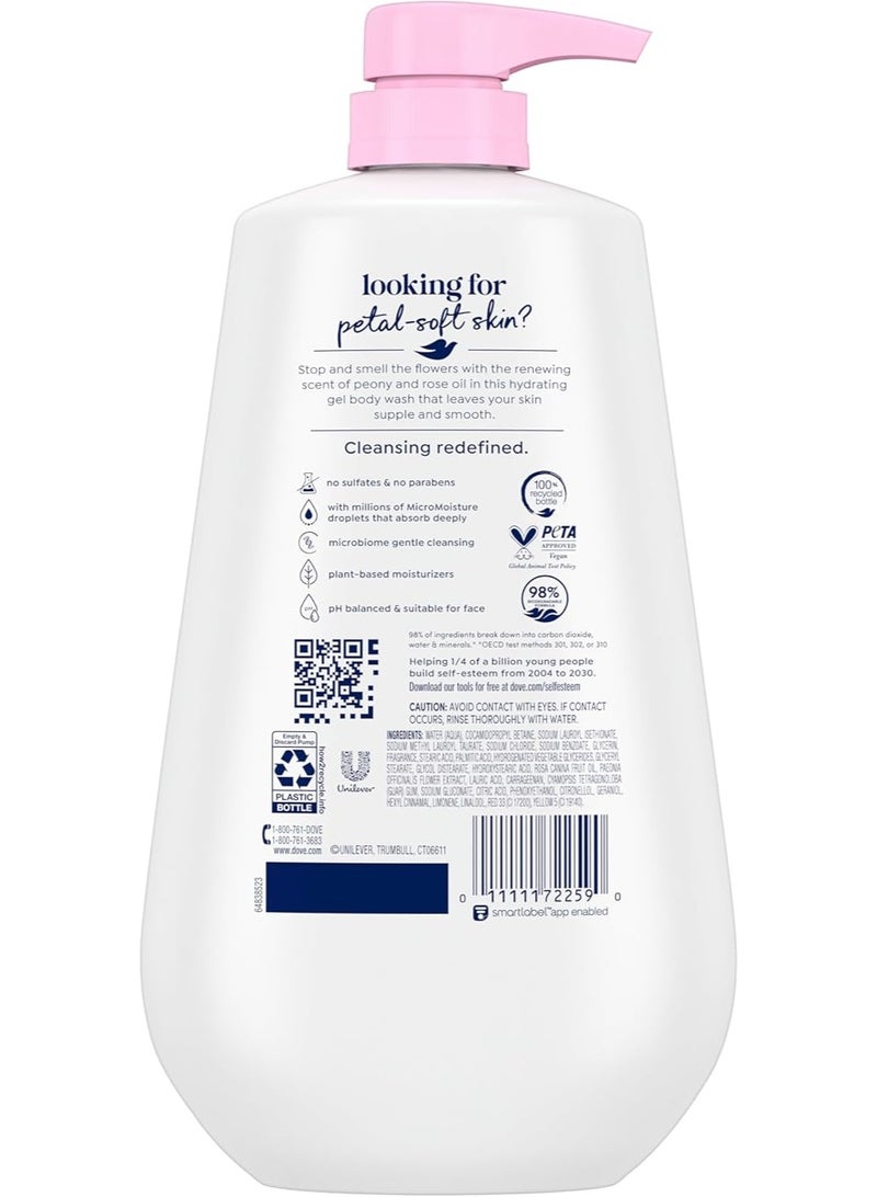 Dove Body Wash with Pump Renew Peony & Rose Oil For 24hr Lotion-Soft Skin Moisturizing Skin Cleanser with No Sulfates No Parabens 30.6 Oz - Image 2