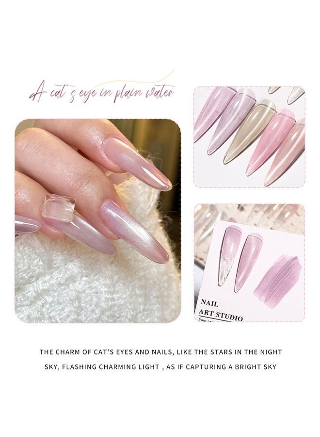 Monja Cat Eye Magnetic Gel, White Water Cat Eye Collection, Holographic Cat Eye Nail Gel Polish for Nail Art Design #08 - Image 3