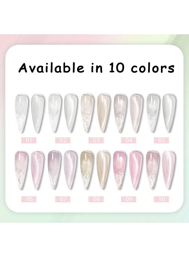 Monja Cat Eye Magnetic Gel, White Water Cat Eye Collection, Holographic Cat Eye Nail Gel Polish for Nail Art Design #08 - Image 4