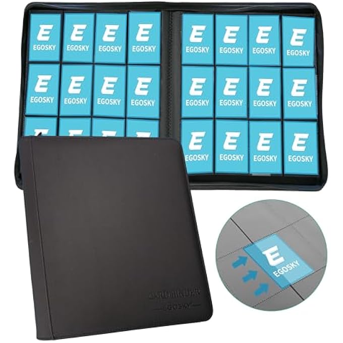 EGOSKY CARD BINDER 12 POCKET, 720 POCKETS TRADING CARD GUARDIAN BINDER, SIDE LOADING CARD HOLDER ALBUM FOR SPORTS, GAME BUSINESS CARDS, BLACK - Image 1