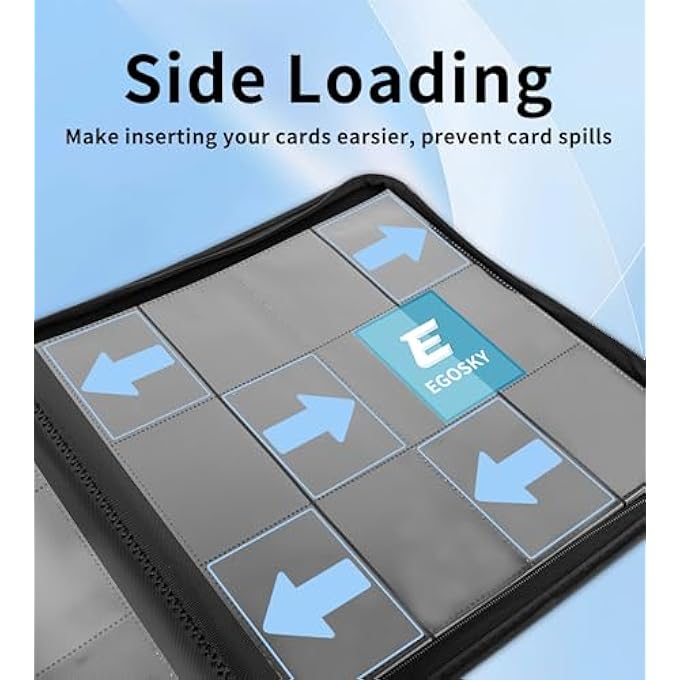 EGOSKY CARD BINDER 12 POCKET, 720 POCKETS TRADING CARD GUARDIAN BINDER, SIDE LOADING CARD HOLDER ALBUM FOR SPORTS, GAME BUSINESS CARDS, BLACK - Image 3