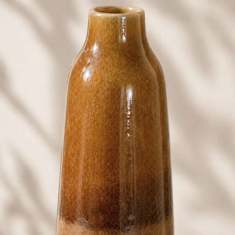 Pan Home Shizuka Stoneware Strata Vase 12.5x12.5x41cm - Brown - 112AIC9905019 - Image 2