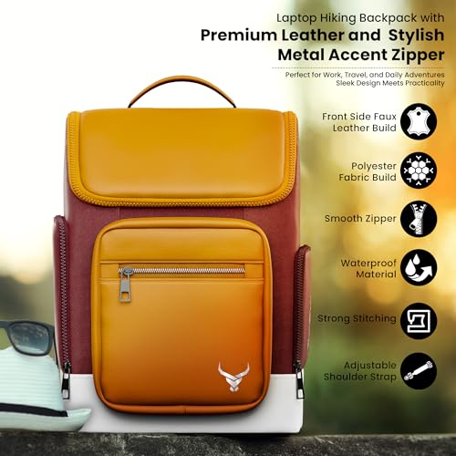 REDHORNS Robust Backpack Water-Resistant 15.6" Laptop Bag, Vintage Hiking with Luggage Sleeve for Work, Travel Rucksack, and Daily Use - Suitable for Men and Women (BP047-MN-Maroon) - Image 2