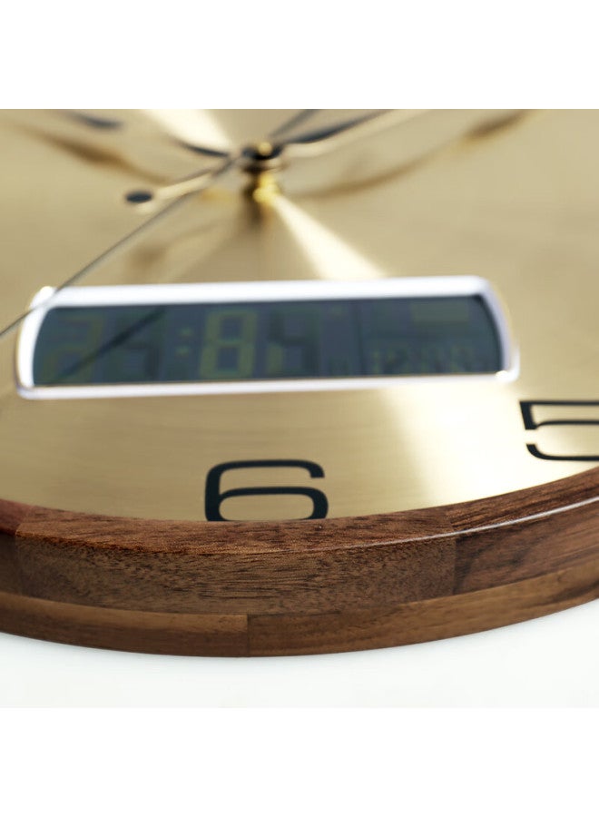 Hense Hw8014 Large 37.5cm Solid Wood Living Room Wall Clock Quartz Calendar Clock - Image 4