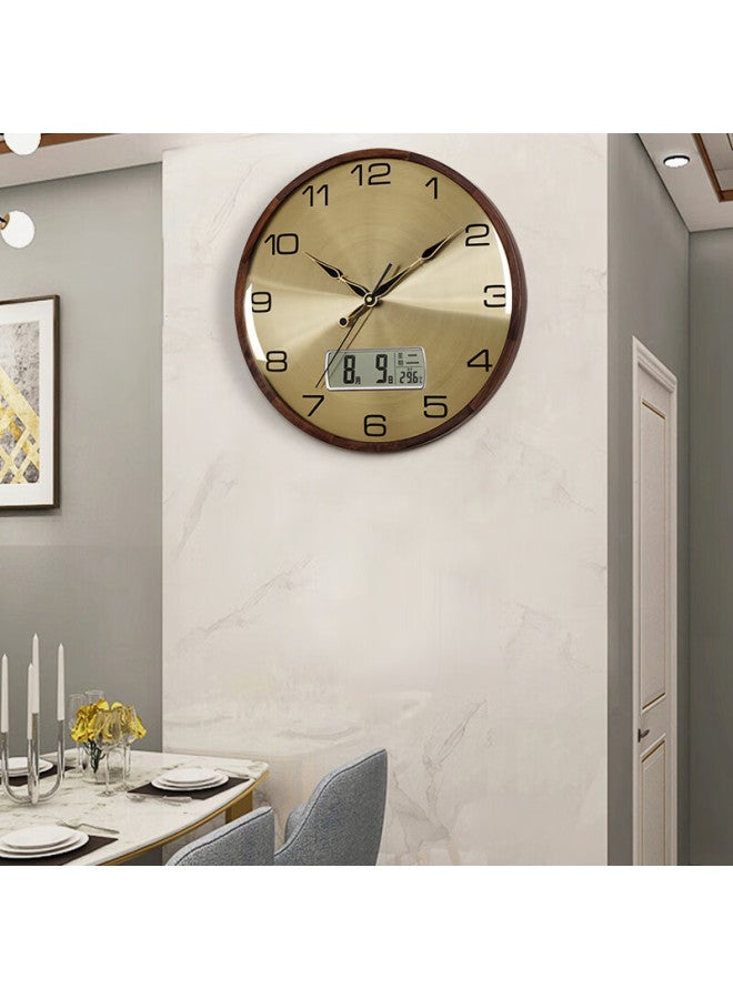 Hense Hw8014 Large 37.5cm Solid Wood Living Room Wall Clock Quartz Calendar Clock - Image 3