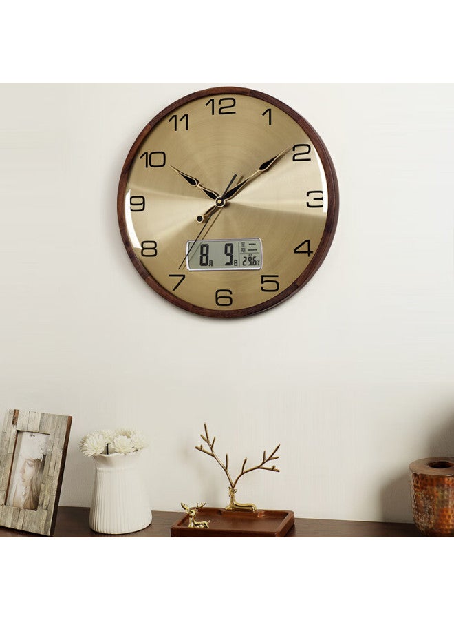 Hense Hw8014 Large 37.5cm Solid Wood Living Room Wall Clock Quartz Calendar Clock - Image 2