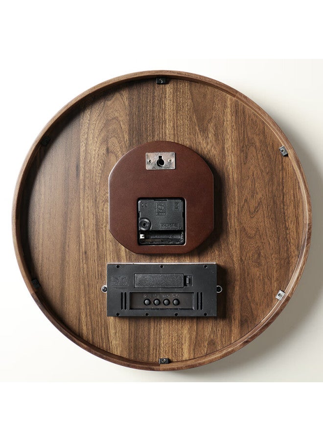 Hense Hw8014 Large 37.5cm Solid Wood Living Room Wall Clock Quartz Calendar Clock - Image 5