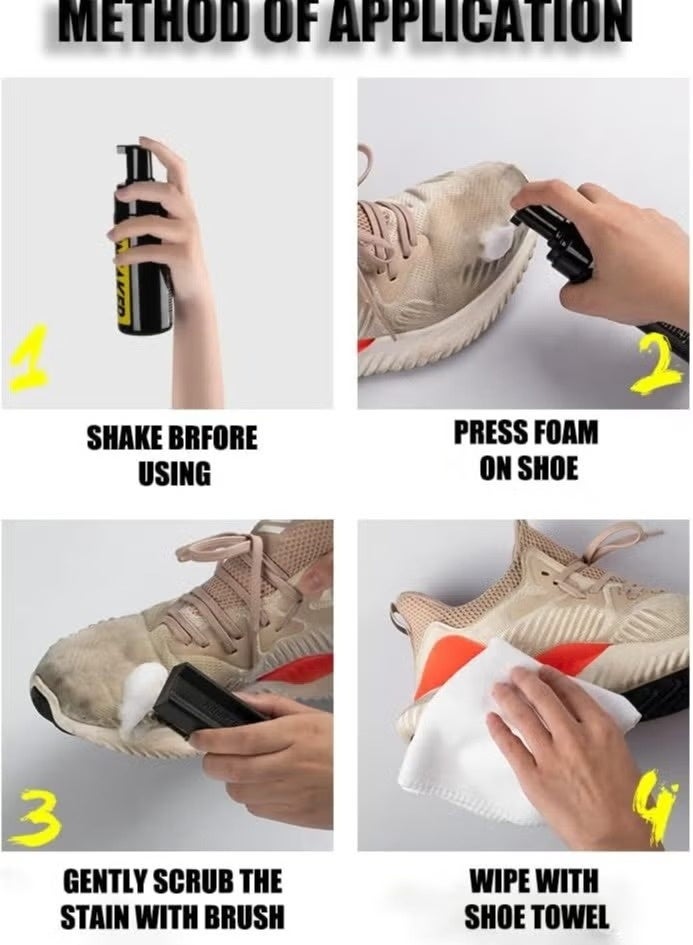 ماكس وشركاه مجموعة تنظيف الأحذية الرياضية 3 في 1 - 150 مل من الرغوة الخالية من الماء، وفرشاة أحذية وقطعة قماش للأحذية الرياضية والجلد والشمواه والقماش والبولي يوريثين والقماش - Image 2