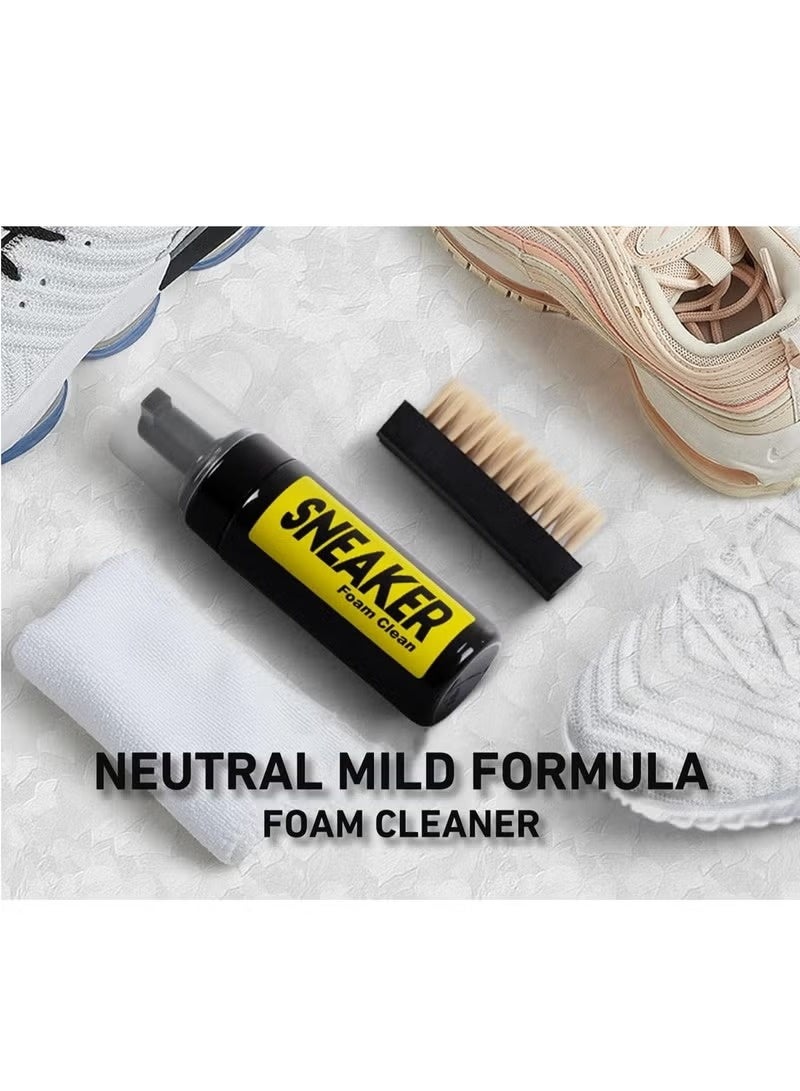 ماكس وشركاه مجموعة تنظيف الأحذية الرياضية 3 في 1 - 150 مل من الرغوة الخالية من الماء، وفرشاة أحذية وقطعة قماش للأحذية الرياضية والجلد والشمواه والقماش والبولي يوريثين والقماش - Image 5
