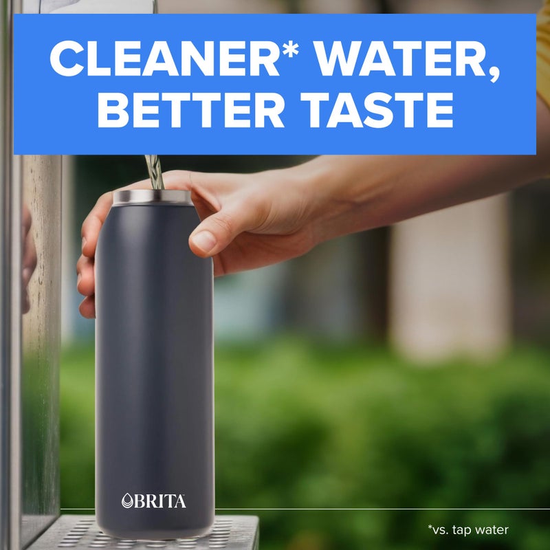 Brita Stainless Steel Premium Filtering Water Bottle, BPA-Free, Reusable, Insulated, Replaces 300 Plastic Water Bottles, Filter Lasts 2 Months or 40 Gallons, Includes 1 Filter, Carbon - 20 oz - Image 3