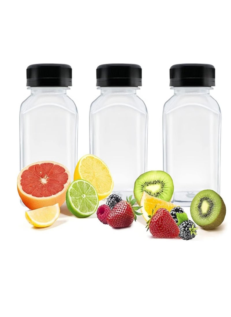 Generic - 24 pcs Reusable  Clear Plastic Juice Bottles for Juice, Milk and Drinks with Black Cap - Image 1
