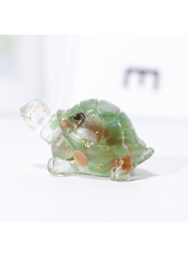 Y&D Natural Crystal Glue Dropping Stone Small Turtle Cute Animal Home Decoration-Cat's Eye Gold Foil5*3*2.5CM 