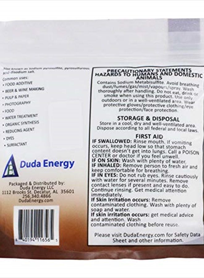 Duda Energy meta01 ميتابيسلفيت الصوديوم، درجة الغذاء/درجة التصوير، نقاء 98.6+%، بلورات صلبة حبيبية بيضاء، 1 رطل. - Image 3