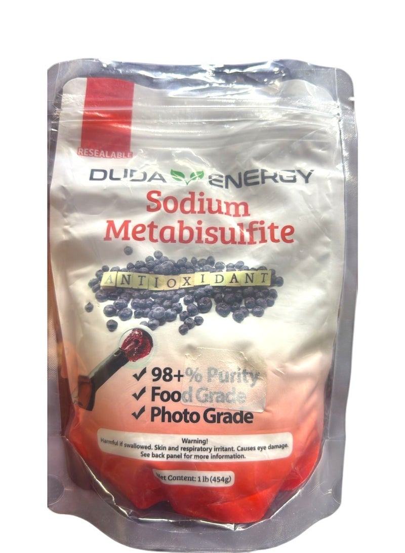 Duda Energy meta01 ميتابيسلفيت الصوديوم، درجة الغذاء/درجة التصوير، نقاء 98.6+%، بلورات صلبة حبيبية بيضاء، 1 رطل. - Image 1