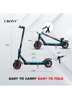 Crony M365 250w Motor E-Scooter 25-45km/H High Speed, 36v/7.8ah Battery, 10-25km Range, Front Suspension, Rear Disc Brakes, Aluminum Alloy Frame, 100kg Max Load, Led Headlamp, App Connectivity, Foldable & Portable Electric Scooter For Adults & Kids, Electric Scooter For Commuting & Leisure, Long-Range Motorized Scooter With Easy Folding, Lightweight High-Performance Commuter Skateboard，Blue  - Image 3