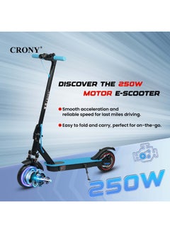 Crony M365 250w Motor E-Scooter 25-45km/H High Speed, 36v/7.8ah Battery, 10-25km Range, Front Suspension, Rear Disc Brakes, Aluminum Alloy Frame, 100kg Max Load, Led Headlamp, App Connectivity, Foldable & Portable Electric Scooter For Adults & Kids, Electric Scooter For Commuting & Leisure, Long-Range Motorized Scooter With Easy Folding, Lightweight High-Performance Commuter Skateboard，Blue  - Image 5