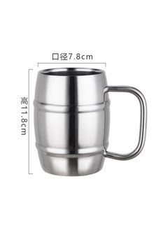 Double Layer Steel Beer Cup Creative 304 Stainless Steel Draft Beer Milk Cup Coffee Milk Tea Cup Childrens Drinking Cup with HandleStainless steel color 450ML Stainless steel color 450ML