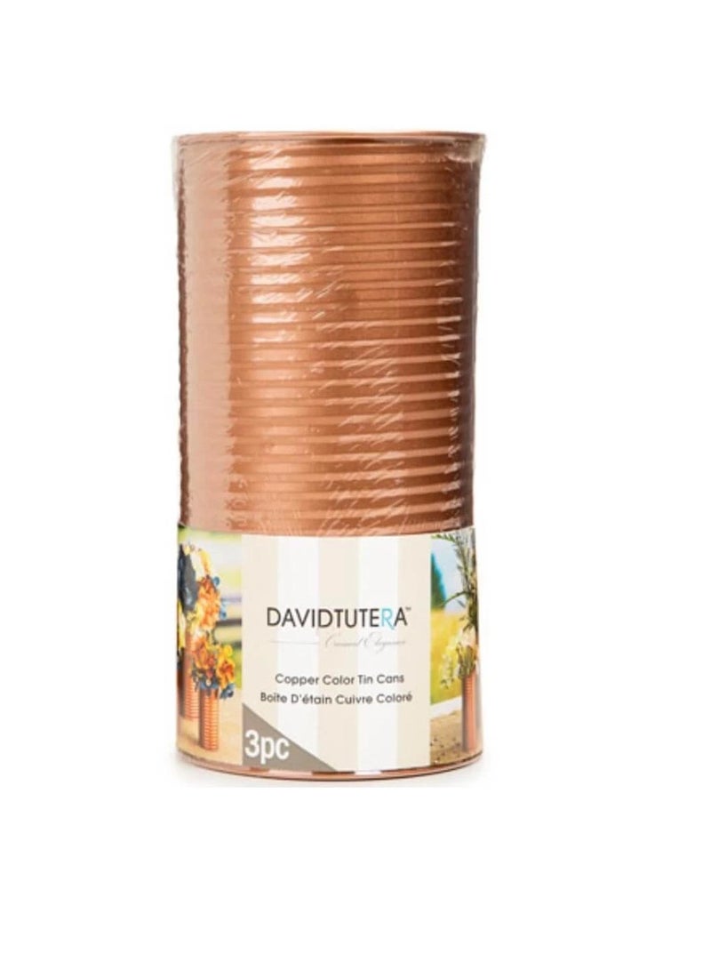 ديفيد توتيرا علب صفيح لون نحاسي بأحجام متنوعة 3 قطع - Image 1