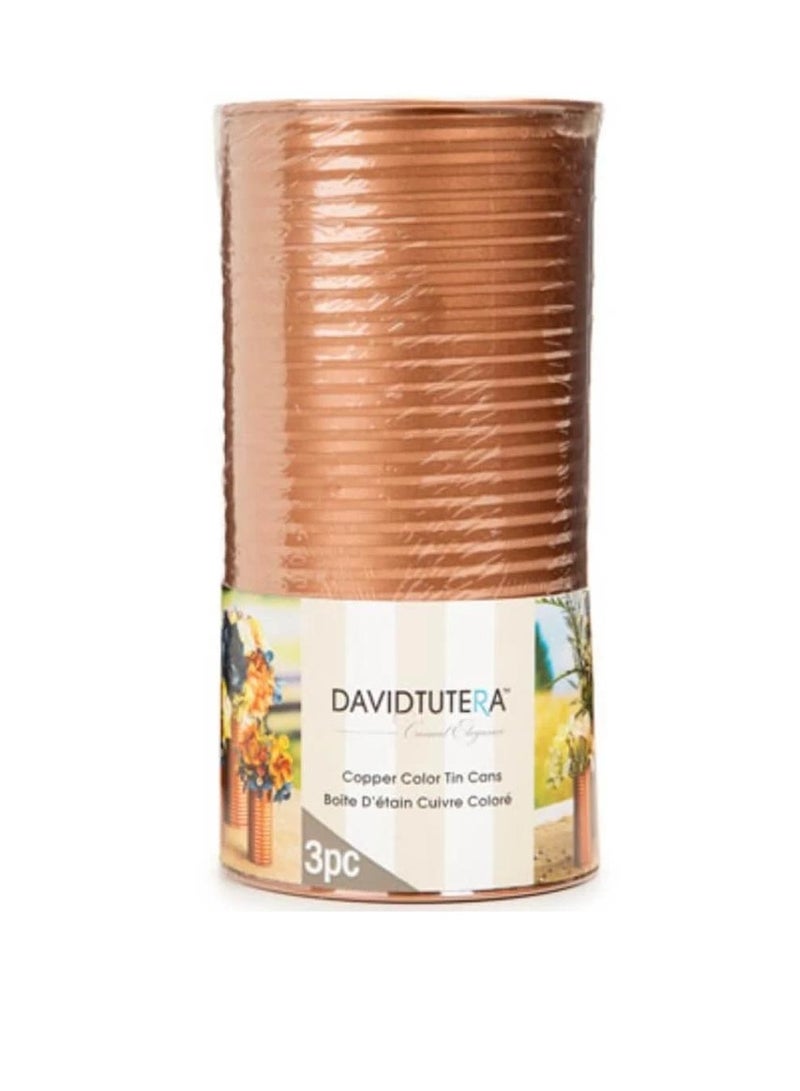 ديفيد توتيرا علب صفيح لون نحاسي بأحجام متنوعة 3 قطع - Image 3