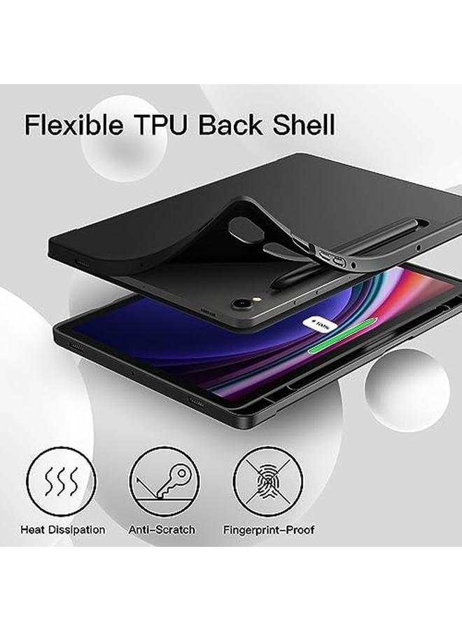 جي تيك حافظة لجهاز سامسونج جالكسي تاب S9 مقاس 11 بوصة مع حامل قلم S Pen، حامل ثلاثي الطي من مادة TPU الناعمة، غطاء حماية للكمبيوتر اللوحي، يدعم شحن قلم S Pen وإيقاظه تلقائيًا، لون أسود جرافيت - Image 3