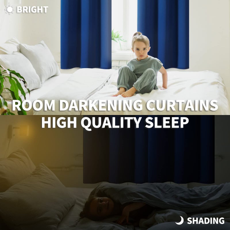 BGment Blackout Curtains for Bedroom - Grommet Thermal Insulated Room Darkening Curtains for Living Room, 38 x 45 Inch, 2 Panels, Royal Blue - Image 3