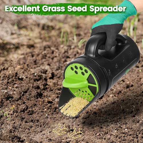Bacetuao Hand Spreader Shaker, Multiple Adjustable Opening Sizes for All Purpose for Grass Seed, Fertilizer & Earth Food, Snow Salt, Ice and Snow Melt - Up to 80 Oz - Image 3