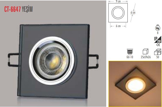 CT-6647 Yeşim Glass Spot (Without Bulb)