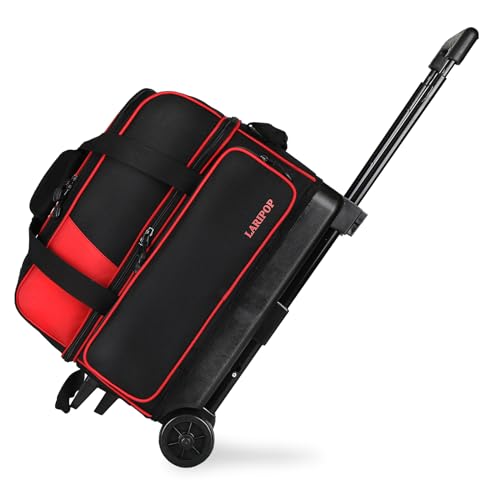 LARIPOP Dual Roller 2-Ball Bowling Bag, Featuring a Separate Large Shoe Compartment Capable of Accommodating Bowling Shoes, a 3-Section Telescopic Handle that Extends Up to 40" Designed for Travel. - Image 1