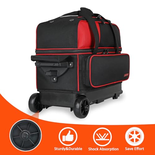 LARIPOP Dual Roller 2-Ball Bowling Bag, Featuring a Separate Large Shoe Compartment Capable of Accommodating Bowling Shoes, a 3-Section Telescopic Handle that Extends Up to 40" Designed for Travel. - Image 5