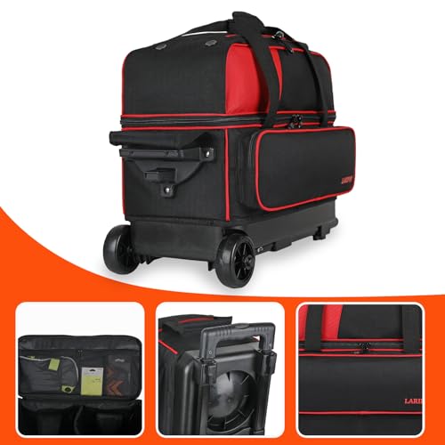 LARIPOP Dual Roller 2-Ball Bowling Bag, Featuring a Separate Large Shoe Compartment Capable of Accommodating Bowling Shoes, a 3-Section Telescopic Handle that Extends Up to 40" Designed for Travel. - Image 4