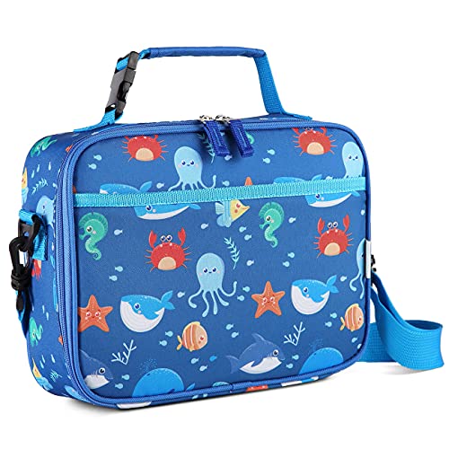 VASCHY Lunch Box Bag for Kids, Reusable Insulated Lunch Box Containers Coolers for Toddler Boys and Girls with Detachable Shoulder Strap for Daycare School Ocean Animals - Image 1