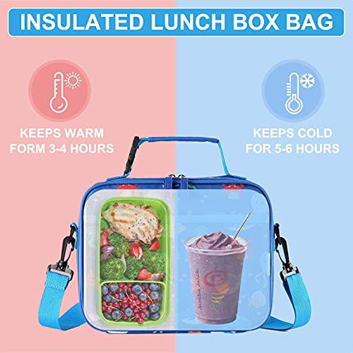 VASCHY Lunch Box Bag for Kids, Reusable Insulated Lunch Box Containers Coolers for Toddler Boys and Girls with Detachable Shoulder Strap for Daycare School Ocean Animals - Image 2